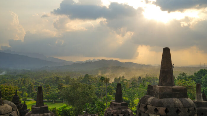 sunset at borobudur