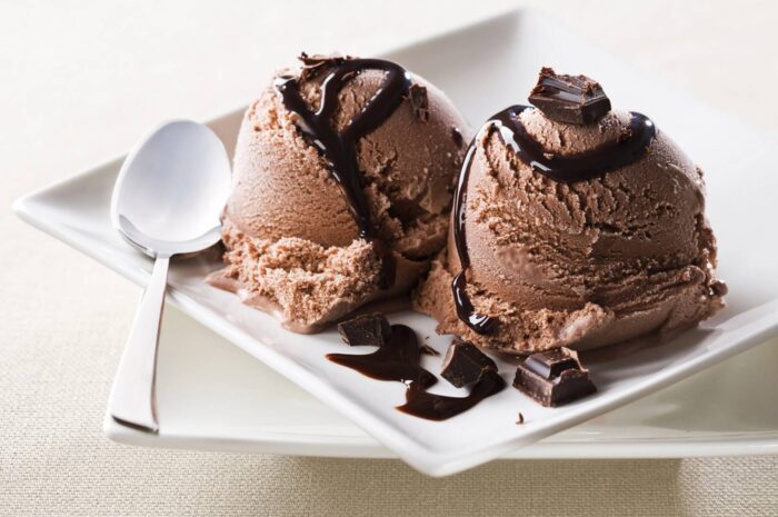 Chocolate ice cream at Toko Oen in Malang