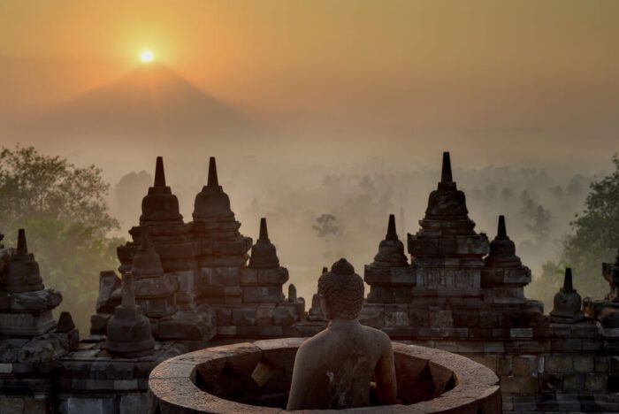 sunrise at borobudur temple