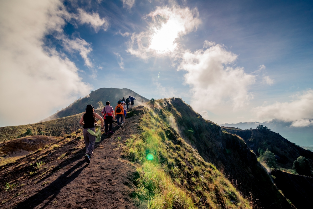 Trekking to the top of mount in Indonesia