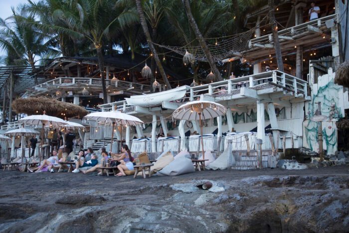 night beach bar in canggu