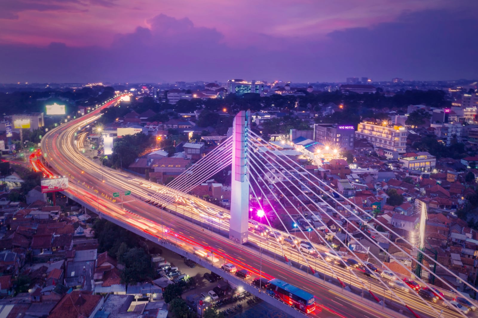 Pasupati overpass and evening traffic in Bandung