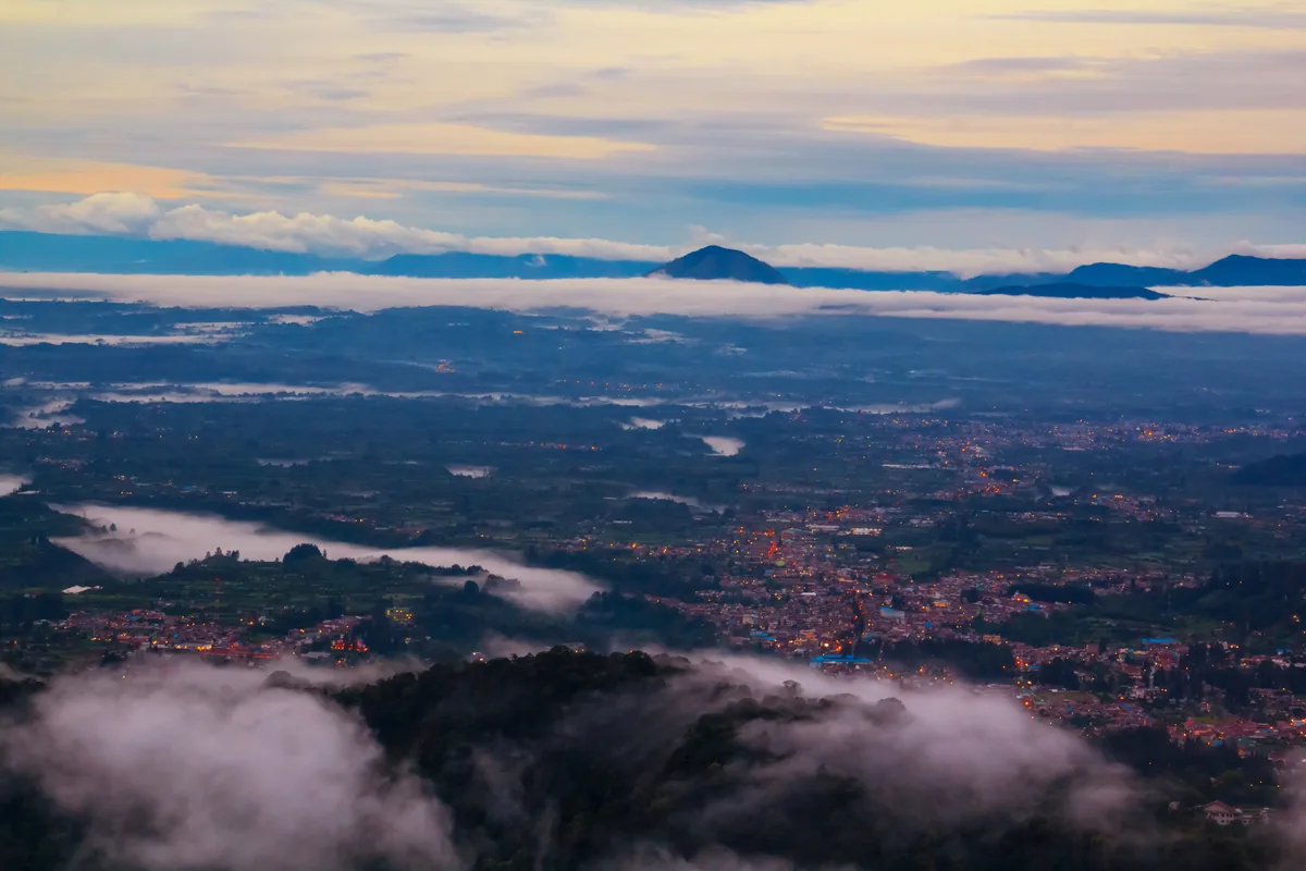 View across the Berastagi highlands from Mount Sibayak